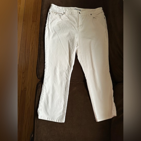 Lands End Corduroys White/Cream Mid Rise Straight Leg SZ 16 P 98% Cotton - Picture 1 of 14